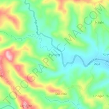 Punong topographic map, elevation, terrain