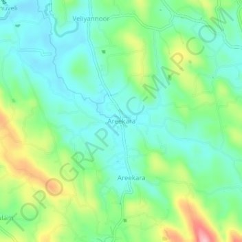 Areekara topographic map, elevation, terrain