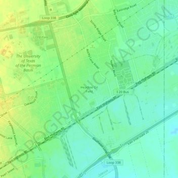 Headlee Oil Field topographic map, elevation, terrain