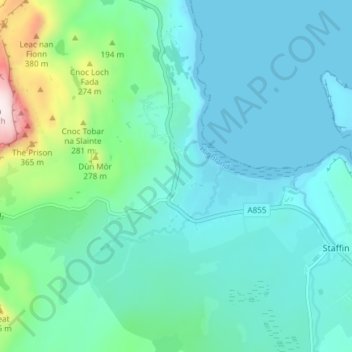 Glasphein topographic map, elevation, terrain