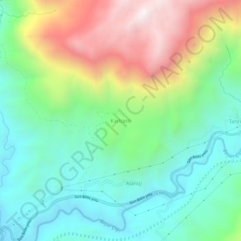 Karbastı topographic map, elevation, terrain