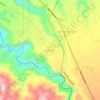 Balubal topographic map, elevation, terrain