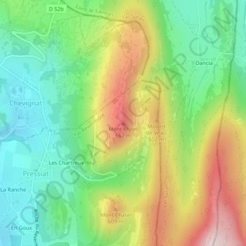 Mont Myon topographic map, elevation, terrain