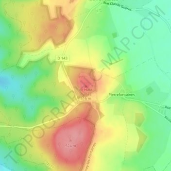 Le Haut du Sec topographic map, elevation, terrain