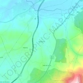 Serrazina topographic map, elevation, terrain
