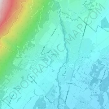 Avouzon topographic map, elevation, terrain