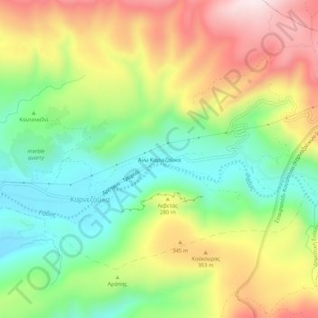 Ano Karnezaika topographic map, elevation, terrain