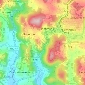 Bärnstein topographic map, elevation, terrain