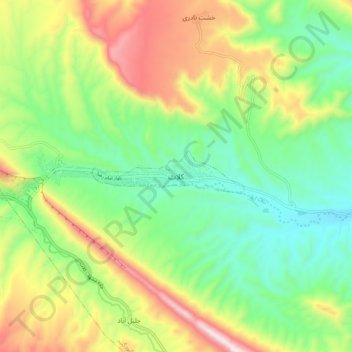 Kalat topographic map, elevation, terrain