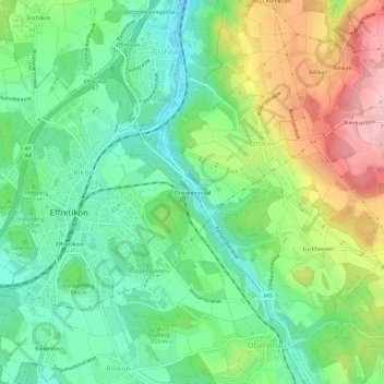 Oberkempttal topographic map, elevation, terrain