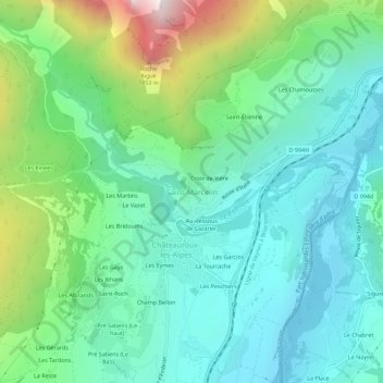 Saint-Marcelin topographic map, elevation, terrain