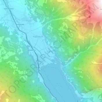 Cantone topographic map, elevation, terrain