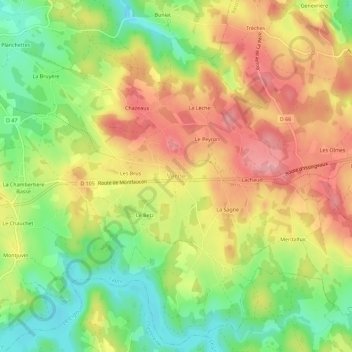 Verne topographic map, elevation, terrain