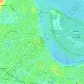 Hotel Jugoslavija topographic map, elevation, terrain