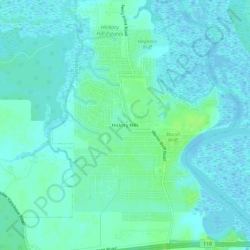 Hickory Hills topographic map, elevation, terrain