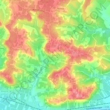 Brousse topographic map, elevation, terrain