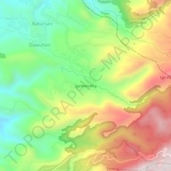 Igirklanceng topographic map, elevation, terrain