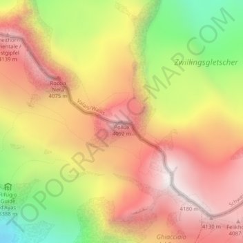 Pollux topographic map, elevation, terrain