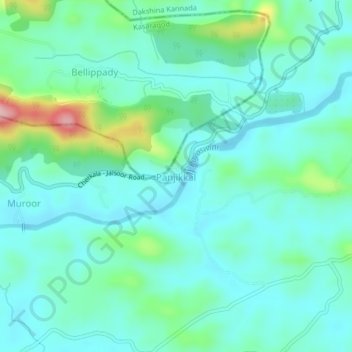Panjikkal topographic map, elevation, terrain