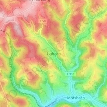 Euelsloch topographic map, elevation, terrain