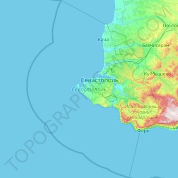 Sebastopol topographic map, elevation, terrain