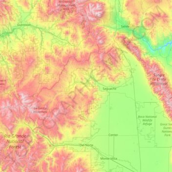 Saguache County topographic map, elevation, terrain