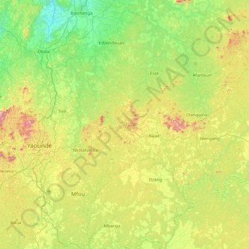Méfou-et-Afamba topographic map, elevation, terrain