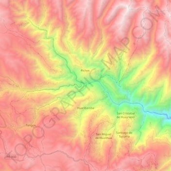 Huaribamba topographic map, elevation, terrain