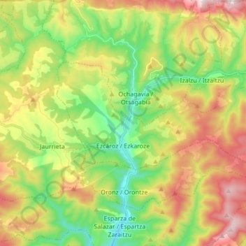Ezcároz topographic map, elevation, terrain