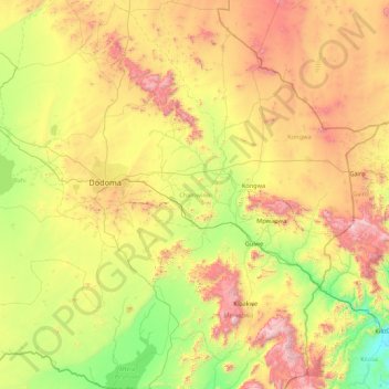 Chamwino topographic map, elevation, terrain