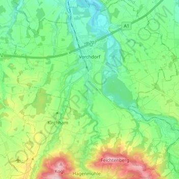 Vorchdorf topographic map, elevation, terrain