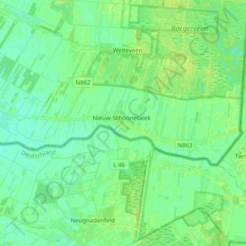 Nieuw-Schoonebeek topographic map, elevation, terrain