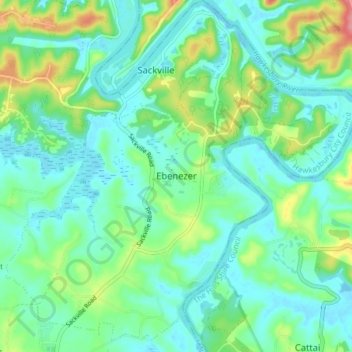 Ebenezer topographic map, elevation, terrain