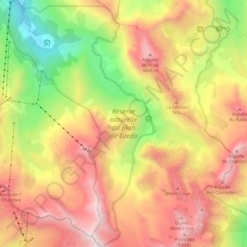 Réserve naturelle du Plan de Tueda topographic map, elevation, terrain
