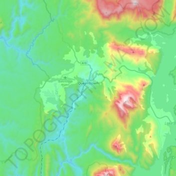 Queenstown topographic map, elevation, terrain