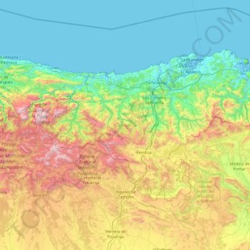 Kantabrien topographic map, elevation, terrain