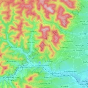Albersweiler topographic map, elevation, terrain