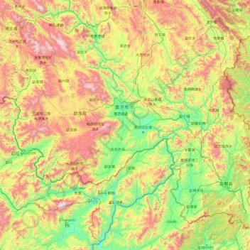 Préfecture autonome dai de Xishuangbanna topographic map, elevation, terrain
