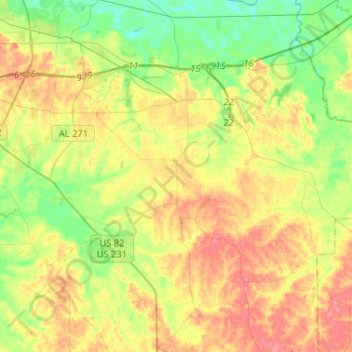 Pike Road topographic map, elevation, terrain