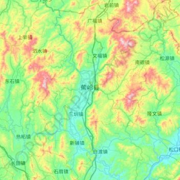 蕉岭县 topographic map, elevation, terrain