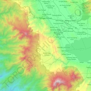 Sungai Penuh topographic map, elevation, terrain