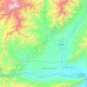 مهترلام ولسوالۍ topographic map, elevation, terrain