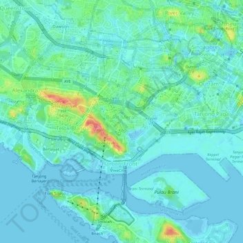 Bukit Merah topographic map, elevation, terrain