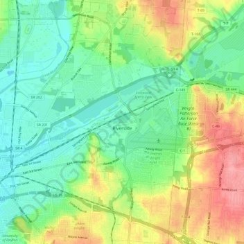 Riverside topographic map, elevation, terrain