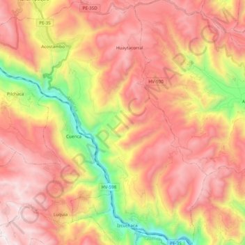 Acostambo topographic map, elevation, terrain