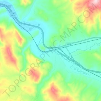 Garrison topographic map, elevation, terrain