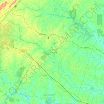 Louisa County topographic map, elevation, terrain