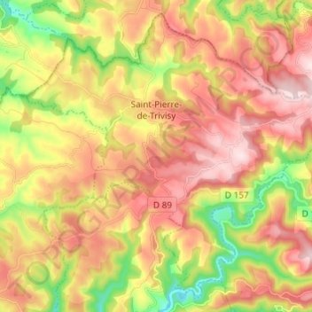 Saint-Pierre-de-Trivisy topographic map, elevation, terrain