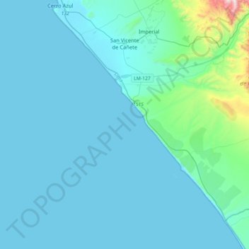 San Vicente de Cañete topographic map, elevation, terrain