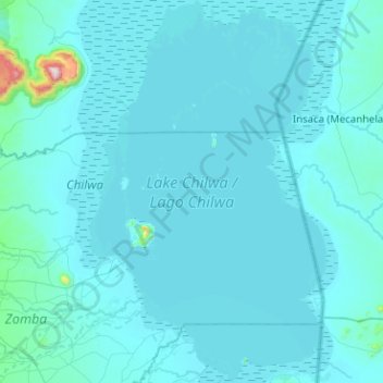 Lake Chilwa topographic map, elevation, terrain